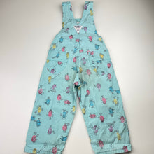 Load image into Gallery viewer, Girls Osh Kosh, vintage fingerprint overalls, made in USA *discolouration knees &amp; bottom, marks front &amp; back legs*, FUC, size 2,  