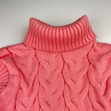 Load image into Gallery viewer, Girls pink, knitted sweater / jumper, (no size) armpit to armpit: 31cm, shoulder to cuff: 38cm, EUC, size 6,  