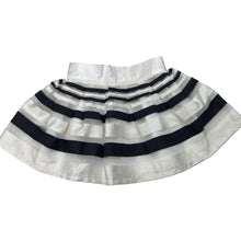 Load image into Gallery viewer, Girls Child by Petals INK, lined navy &amp; white stripe skirt, waist: 25cm across, marks front waistband, FUC, size 1,  