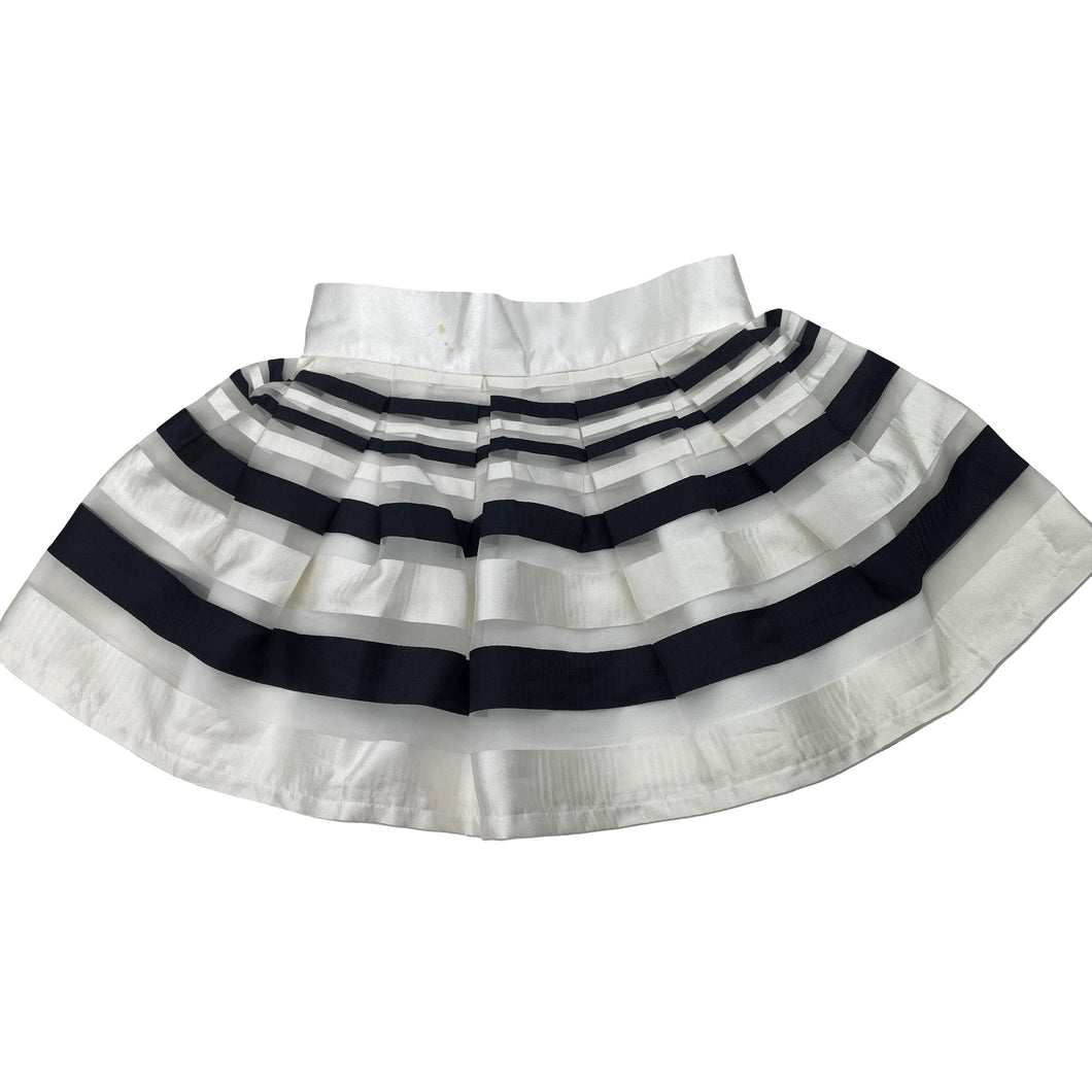 Girls Child by Petals INK, lined navy & white stripe skirt, waist: 25cm across, marks front waistband, FUC, size 1,  