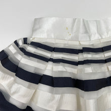 Load image into Gallery viewer, Girls Child by Petals INK, lined navy &amp; white stripe skirt, waist: 25cm across, marks front waistband, FUC, size 1,  