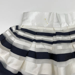 Girls Child by Petals INK, lined navy & white stripe skirt, waist: 25cm across, marks front waistband, FUC, size 1,  