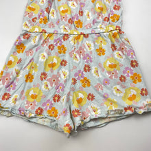 Load image into Gallery viewer, Girls floral, cotton summer playsuit (no size), armpit to armpit: 29cm,  shoulder to crotch: 51cm, GUC, size 5-6,  