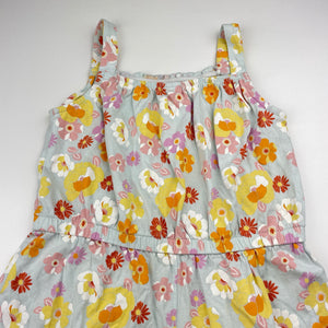 Girls floral, cotton summer playsuit (no size), armpit to armpit: 29cm,  shoulder to crotch: 51cm, GUC, size 5-6,  