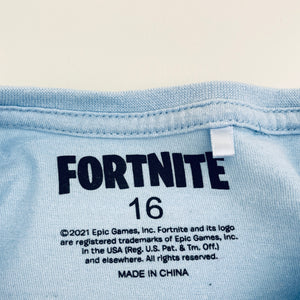 Boys FORTNITE, blue cotton tee / top, EUC, size 16,  