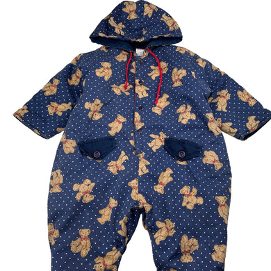 Unisex THE KIDS CLOTHING CO, vintage wadded pram suit romper, wash fade, FUC, size 1,  