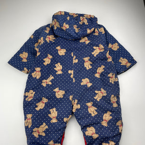 Unisex THE KIDS CLOTHING CO, vintage wadded pram suit romper, wash fade, FUC, size 1,  