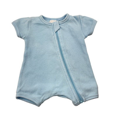 Boys Baby Berry, blue waffle cotton zip romper, GUC, size 0000,  