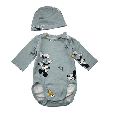 Boys H&M, Disney Mickey Mouse organic cotton romper & hat, EUC, size 0000,  