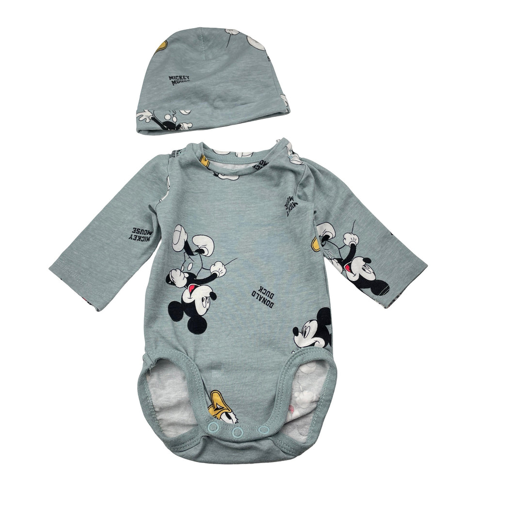 Boys H&M, Disney Mickey Mouse organic cotton romper & hat, EUC, size 0000,  