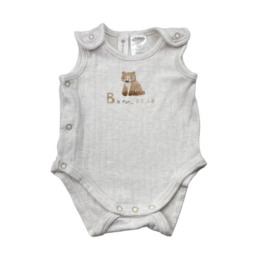 Unisex Dymples, ribbed singletsuit romper, bear, GUC, size 0000,  
