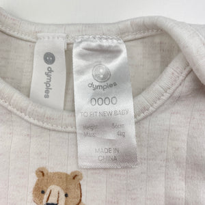 Unisex Dymples, ribbed singletsuit romper, bear, GUC, size 0000,  