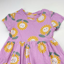 Load image into Gallery viewer, Girls Mango, cotton casual dress, sunflowers, GUC, size 1, L: 38cm