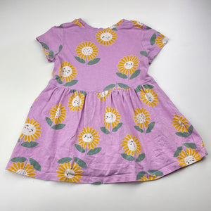 Girls Mango, cotton casual dress, sunflowers, GUC, size 1, L: 38cm