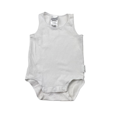 Unisex Bonds, white stretchy singlestsuit romper, GUC, size 0000,  