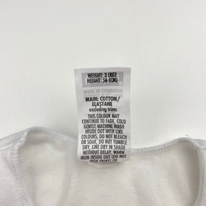 Unisex Bonds, white stretchy singlestsuit romper, GUC, size 0000,  