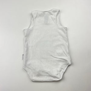 Unisex Bonds, white stretchy singlestsuit romper, GUC, size 0000,  