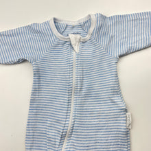 Load image into Gallery viewer, Unisex Purebaby, organic cotton zip coverall / romper, EUC, size 000,  