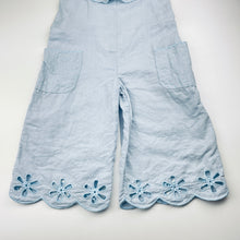 Load image into Gallery viewer, Girls STELLA McCARTNEY, linen / cotton broderie trim jumpsuit, light mark left armpit, FUC, size 3,  