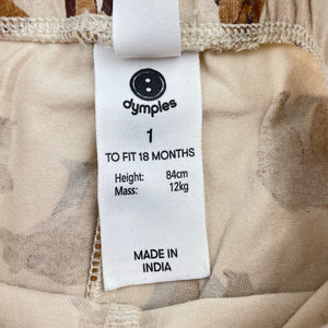 Unisex Dymples, organic cotton blend leggings / bottoms, FUC, size 1,  