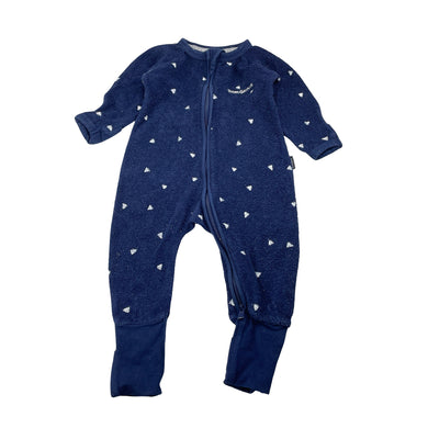 Unisex Bonds, navy terry zip Wondersuit / zippy / romper, FUC, size 00,  