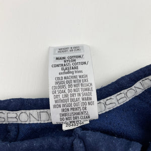 Unisex Bonds, navy terry zip Wondersuit / zippy / romper, FUC, size 00,  