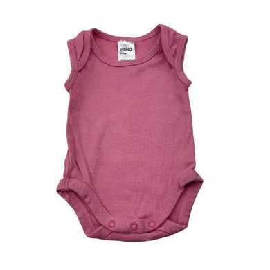 Girls Anko, pink cotton singletsuit romper, EUC, size 0000,  