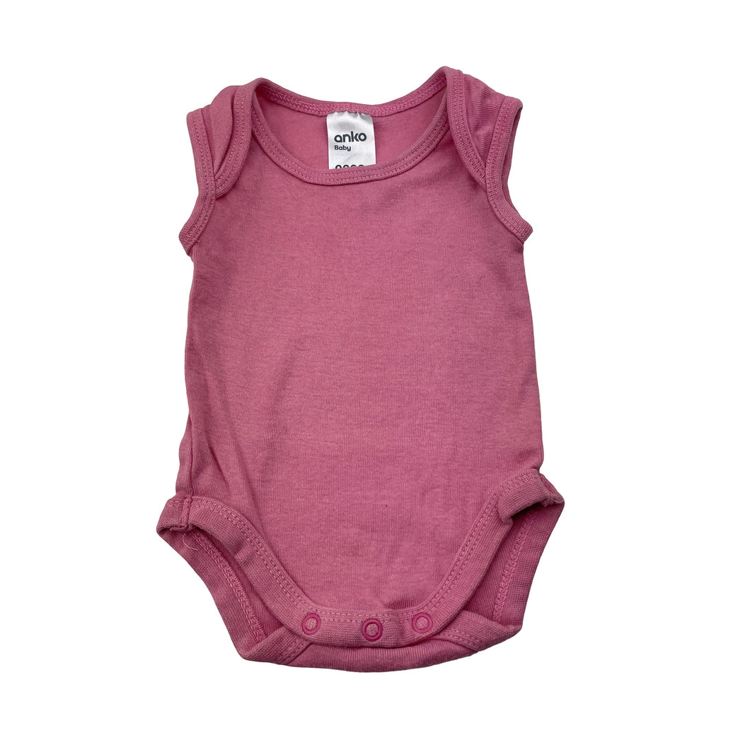 Girls Anko, pink cotton singletsuit romper, EUC, size 0000,  