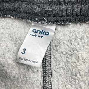Boys Anko, grey fleece-lined track pants, inside leg: 32cm, FUC, size 3,  