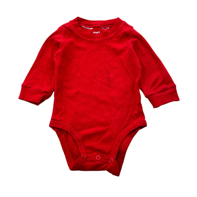 Unisex Carter's, red cotton bodysuit / romper, FUC, size 00-0,  