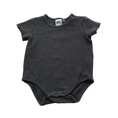Unisex Anko, grey ribbed bodysuit / romper, GUC, size 0,  
