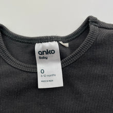 Load image into Gallery viewer, Unisex Anko, grey ribbed bodysuit / romper, GUC, size 0,  
