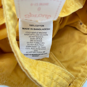 Boys Sprout, yellow cotton overalls / shortalls, EUC, size 0,  