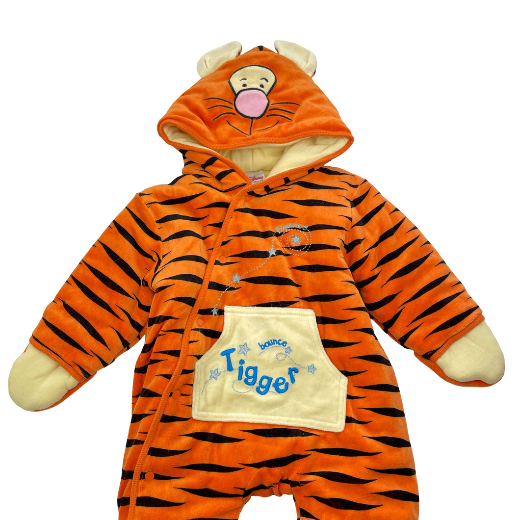 Unisex Disney, Winnie the Pooh Tigger wadded velour romper, EUC, size 0,  