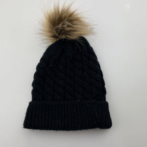 Unisex black, knitted hat / beanie, GUC, size 1-3,  