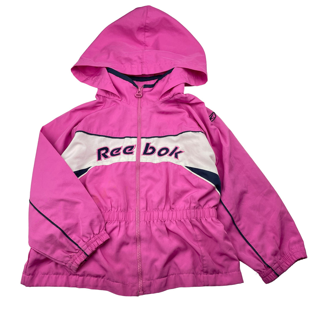 Girls Reebok, vintage lightweight jacket, marks front & sleeves, FUC, size 4,  