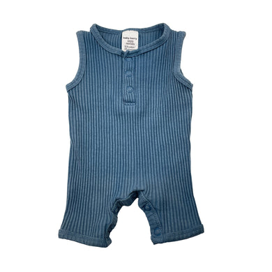 Boys Baby Berry, blue ribbed romper, wash fade, FUC, size 0000,  