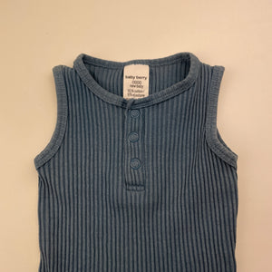 Boys Baby Berry, blue ribbed romper, wash fade, FUC, size 0000,  