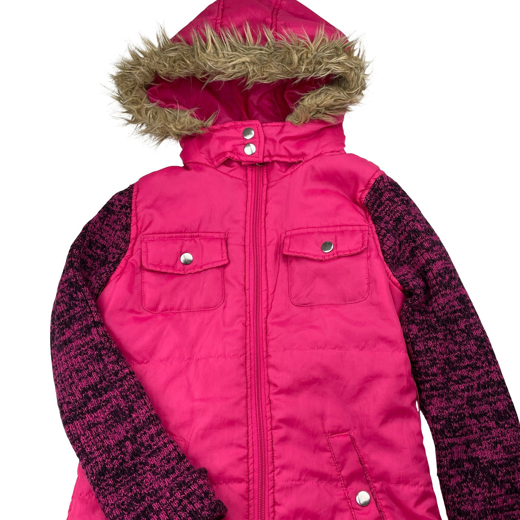 Girls JOUJOU, pink hooded jacket / coat, FUC, size 10,  