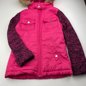 Girls JOUJOU, pink hooded jacket / coat, FUC, size 10,  