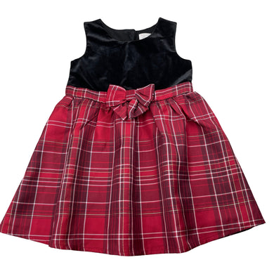 Girls The Children's Place, velvet & plaid party dress, EUC, size 4, L: 53cm