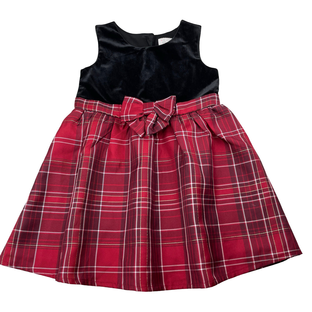 Girls The Children's Place, velvet & plaid party dress, EUC, size 4, L: 53cm