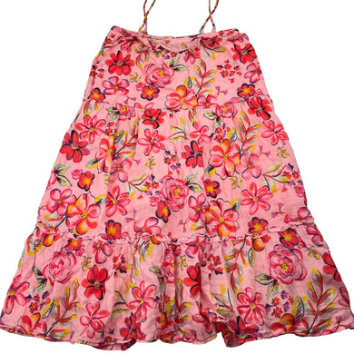 Girls KID, colourful floral cotton summer dress, GUC, size 6, L: 74cm
