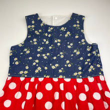 Load image into Gallery viewer, Girls vintage, floral &amp; spotted cotton dress (no labels), armpit to armpit: 34cm, EUC, size 7-8, L: 67cm