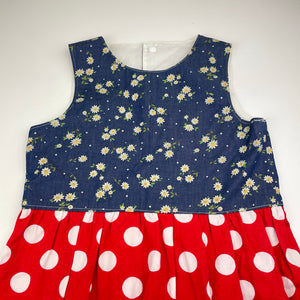Girls vintage, floral & spotted cotton dress (no labels), armpit to armpit: 34cm, EUC, size 7-8, L: 67cm