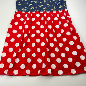 Girls vintage, floral & spotted cotton dress (no labels), armpit to armpit: 34cm, EUC, size 7-8, L: 67cm