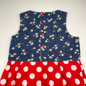 Girls vintage, floral & spotted cotton dress (no labels), armpit to armpit: 34cm, EUC, size 7-8, L: 67cm