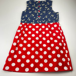 Girls vintage, floral & spotted cotton dress (no labels), armpit to armpit: 34cm, EUC, size 7-8, L: 67cm
