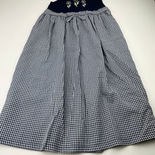 Load image into Gallery viewer, Girls Ladybird, vintage navy gingham maxi dress, made in Australia, EUC, size 7, L: 81cm