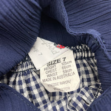Load image into Gallery viewer, Girls Ladybird, vintage navy gingham maxi dress, made in Australia, EUC, size 7, L: 81cm